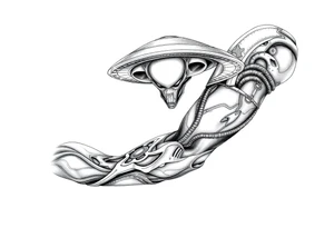 Creepy Alien UFO sleeve tattoo idea