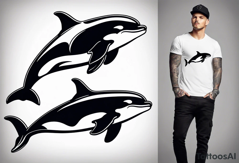 Killer whale that looks badass outline tattoo idea Killer whale that looks badass outline tattoo idea