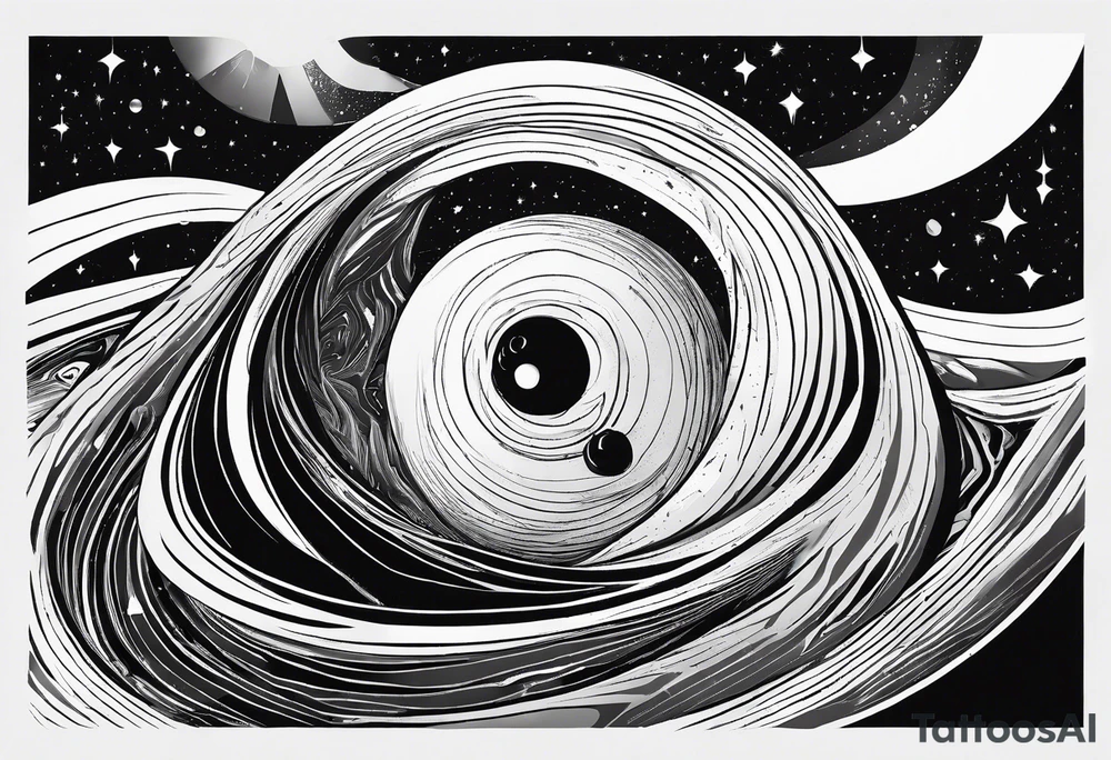 Black hole swallowing earth as it stretches and becomes deformed tattoo idea