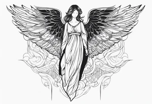 faceless angel with wings outstretched incorporating significant digital or electronic elements into the design tattoo idea