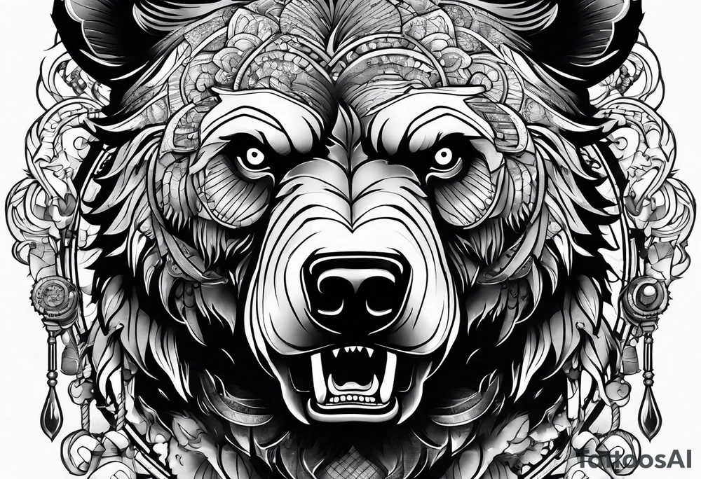 angry bear tattoo idea