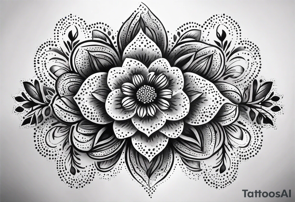 ornaments of flowers tattoo idea