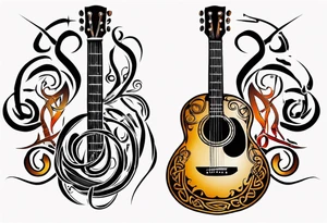 celtic  design with a treble clef and a guitar tattoo idea