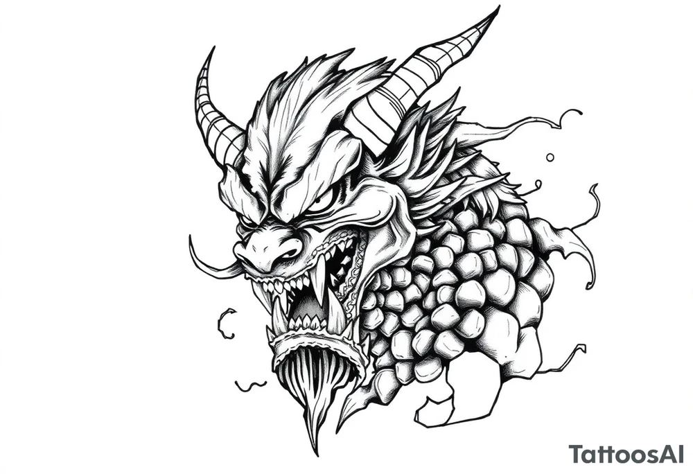 a Japanese folklore demon from old times tattoo idea