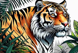 Female tiger in the jungle tattoo idea