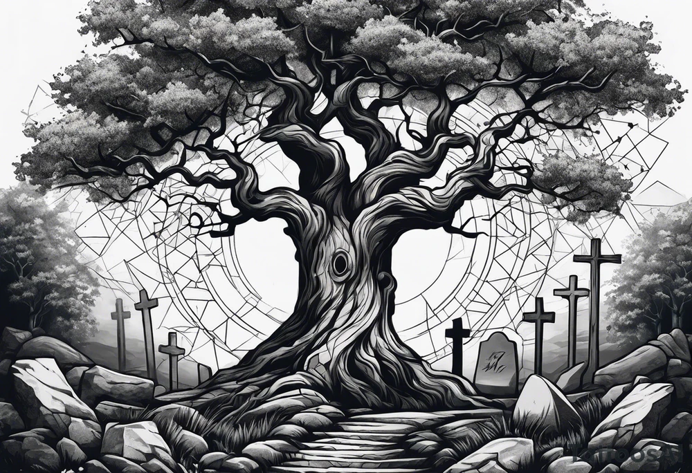 Tree with tombstones tattoo idea