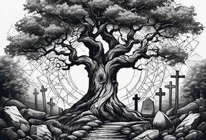 Tree with tombstones tattoo idea