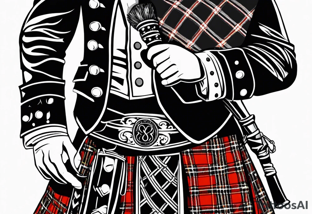 Scottish Bagpiper in  a kilt tattoo idea