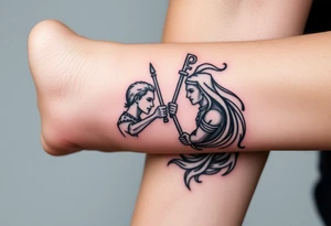 Two people depicting War and Peace tattoo idea