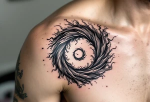 A black and gray spiral formed from smoke-like wisps, creating a mysterious, ethereal effect. tattoo idea
