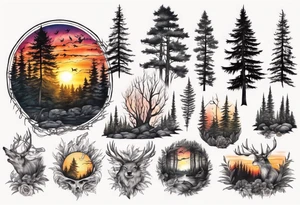sunset in the forrest tattoo idea