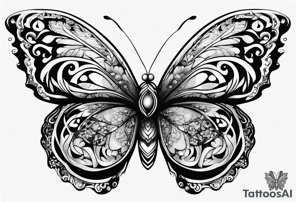 A butterfly mixed with brain on your wings tattoo idea