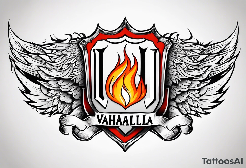 Valhalla on  fire shield tattoo idea