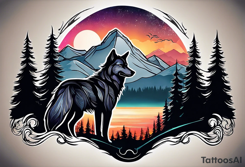 Mountains
Wolf
Forest
Sunset
Moon tattoo idea