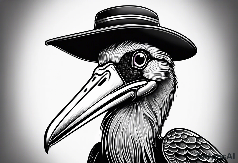 Scary shoebill stork American traditional tattoo idea