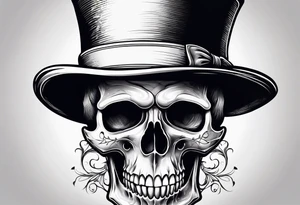 Skull with a top hat tattoo idea
