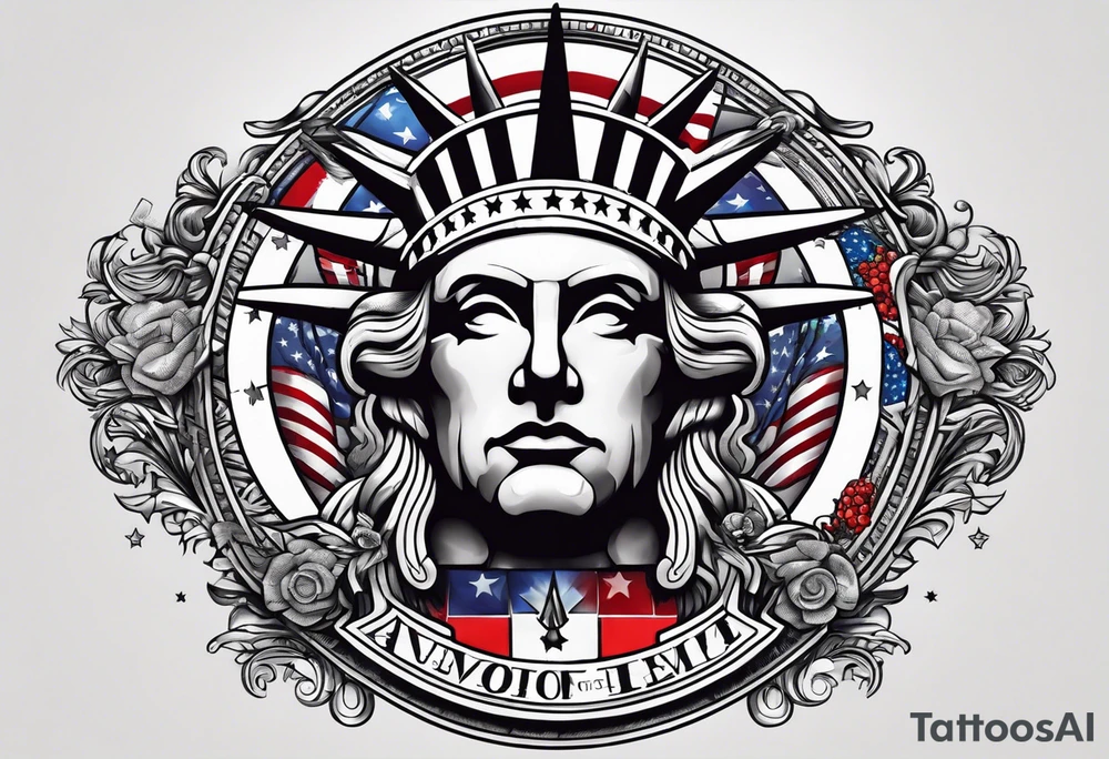 Colored america money root of all evil patriot tattoo idea