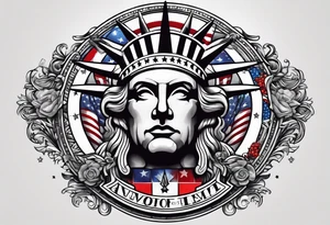 Colored america money root of all evil patriot tattoo idea