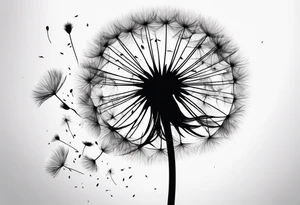 A fluffy dandelion being blown away tattoo idea