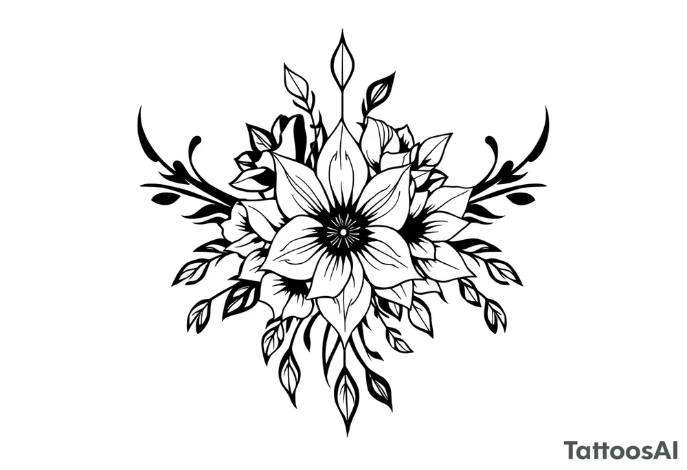 bouquet of flowers tattoo idea