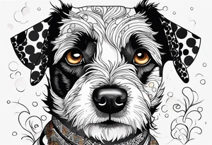 white and black spotted 
mountain terrier named buddy tattoo idea