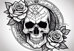 skull with roses tattoo idea