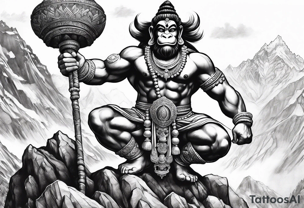 Hanuman lifting the mountain tattoo idea