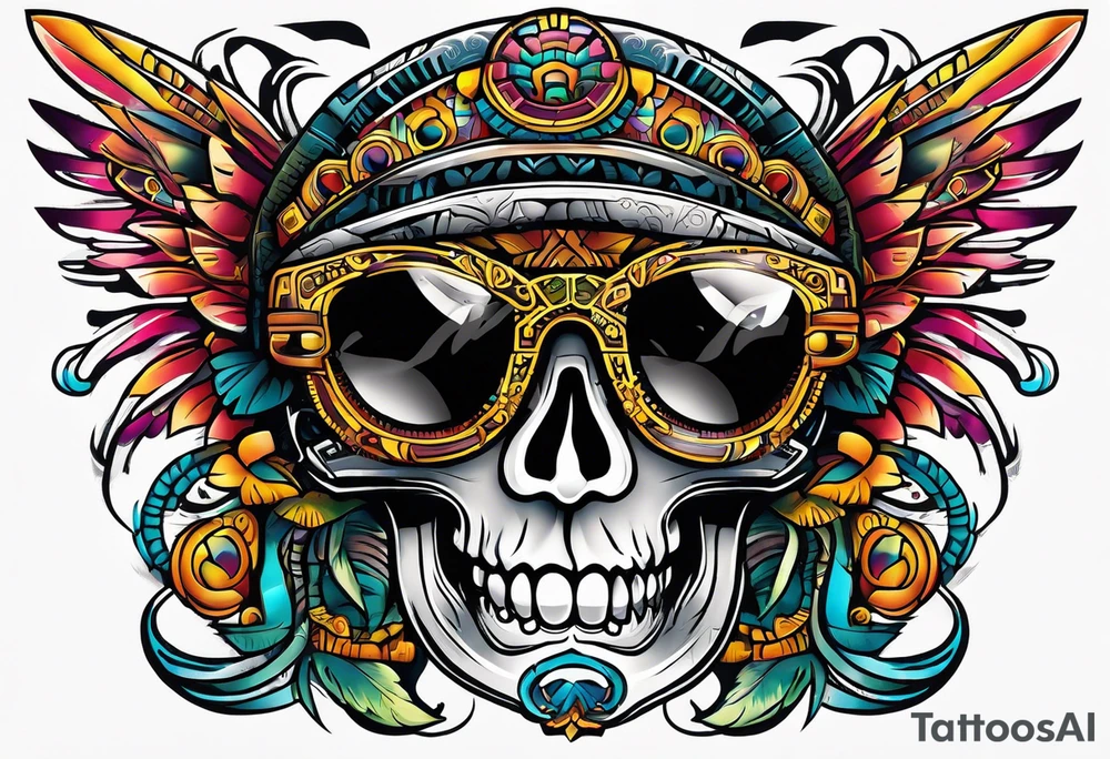 Mayan theme sunglasses tattoo idea