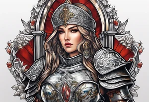 woman saint in armor tattoo idea