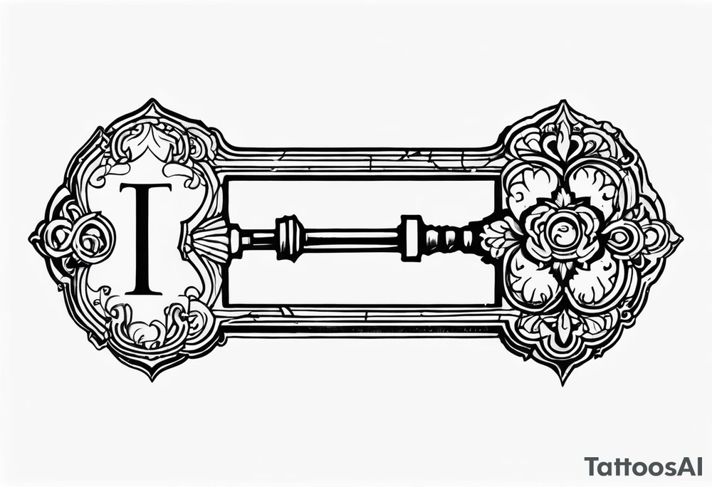 Antique key with alphabet letters as it's teeth tattoo idea Antique key with alphabet letters as it's teeth tattoo idea