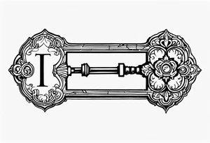 Antique key with alphabet letters as it's teeth tattoo idea
