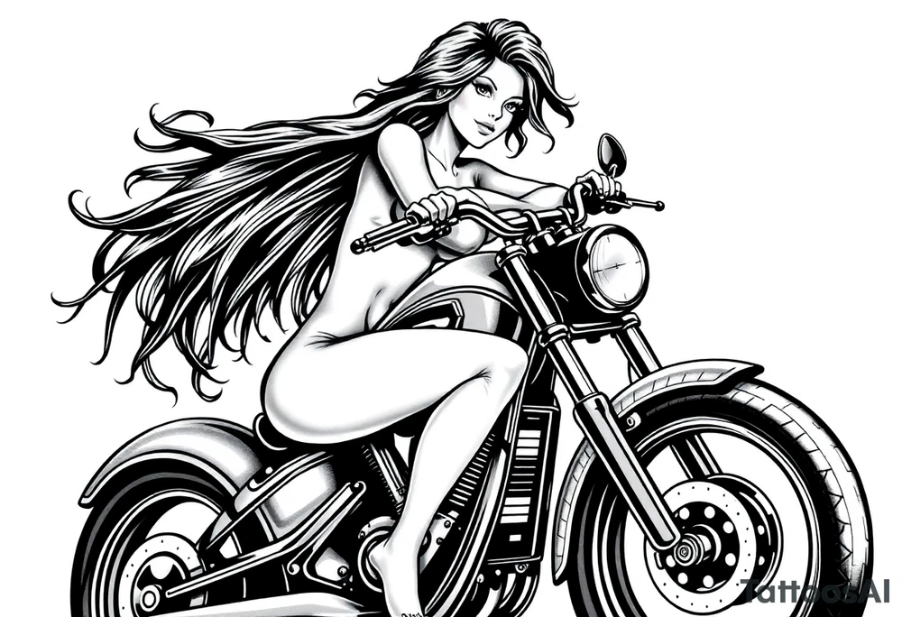 naked girl on motorcycle, slut tattoo idea