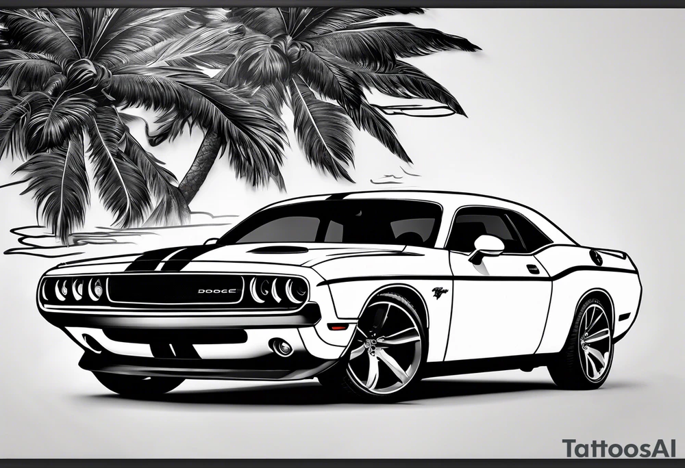 2020 Black Dodge challenger tattoo idea