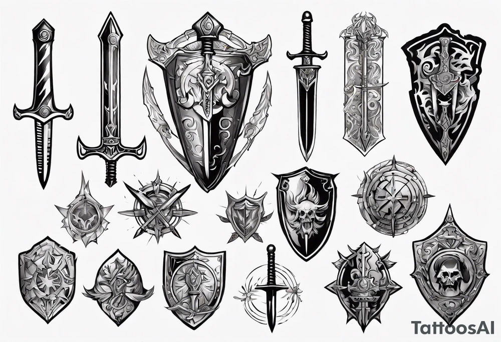 Sword and shield tattoo idea
