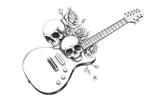 Electric guitar with skulls and roses on it tattoo idea