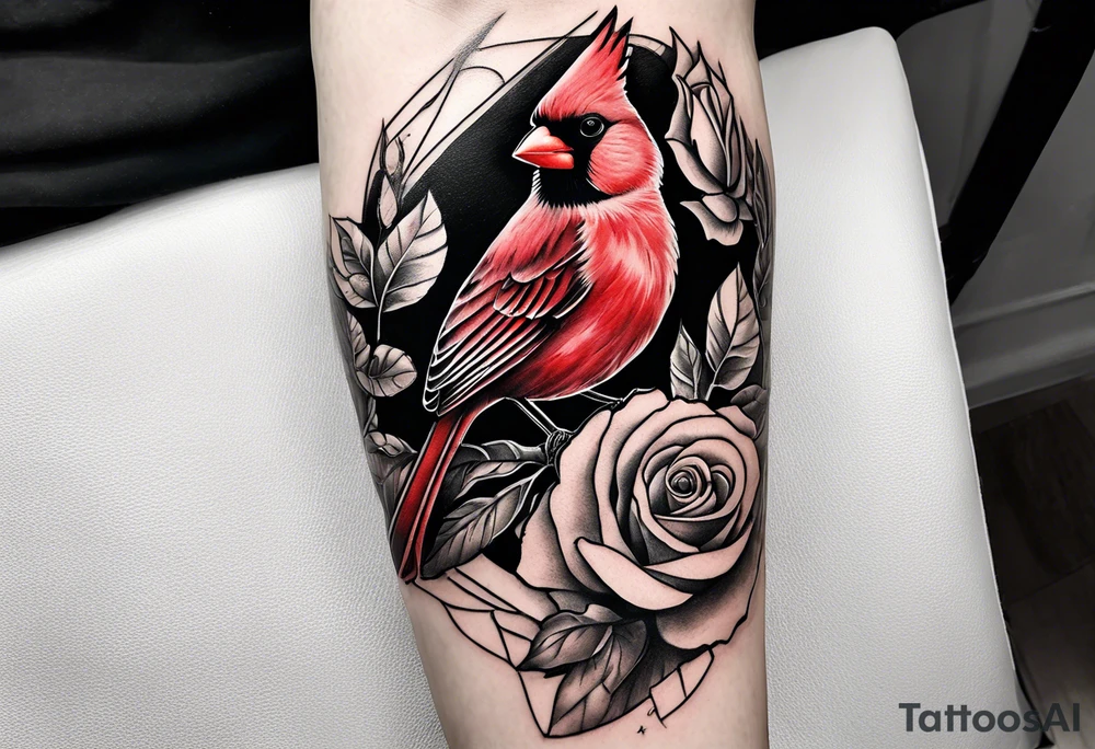 Masculine, cardinal, two roses, realistic, upper arm tattoo idea