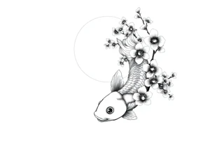 Koi sunset Japan cherry blossoms tattoo idea