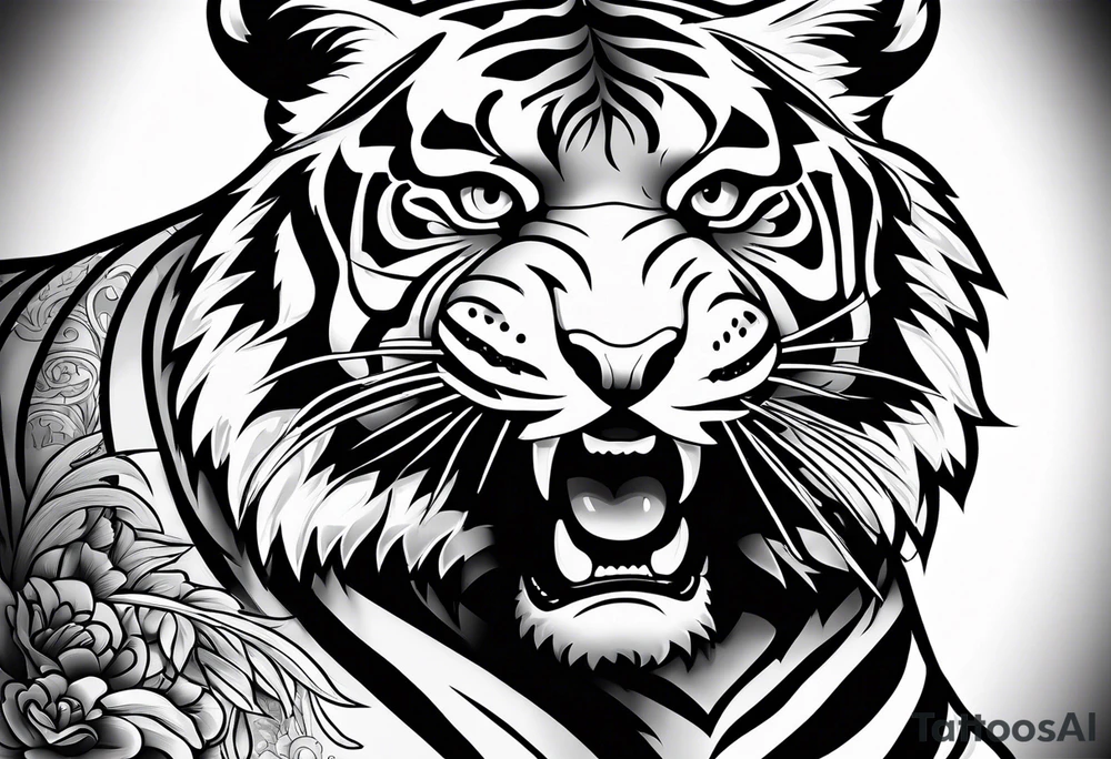 Boxing tiger mom tattoo idea