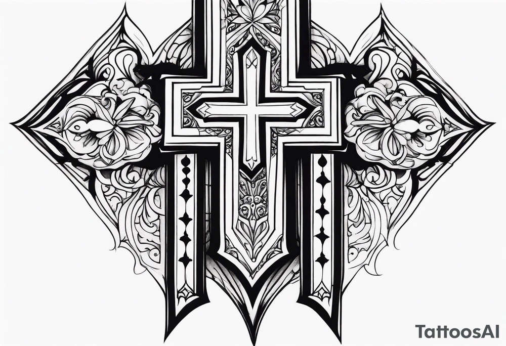 simple gothic cross tattoo idea