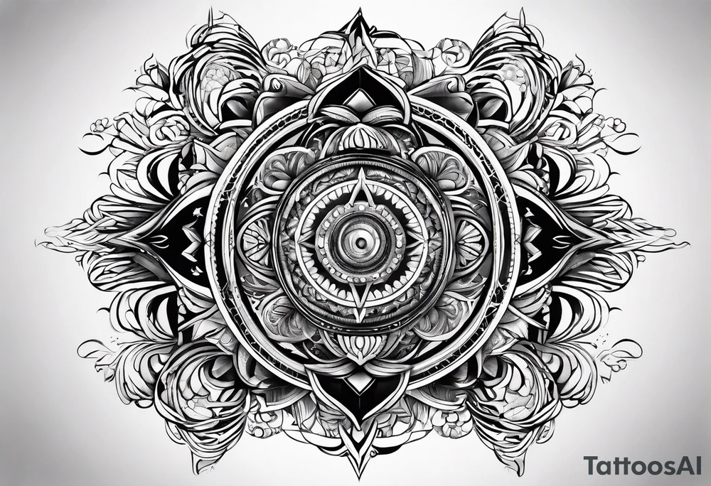 narrow strip made of quantum atoms tattoo idea