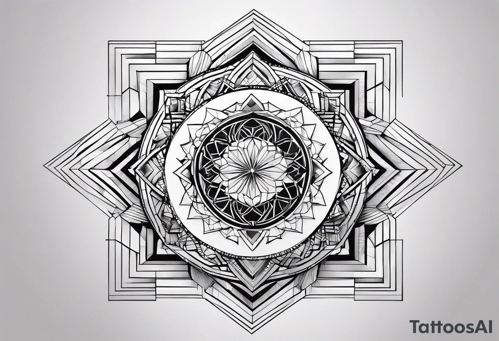 geometrik olarak yarısı kartal yarısı kurt bir çizim tattoo idea