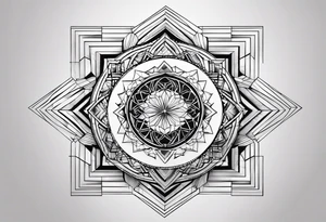 geometrik olarak yarısı kartal yarısı kurt bir çizim tattoo idea