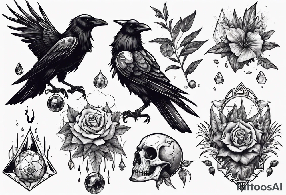 Demon Raven gems poisonous plants and astrology. tattoo idea