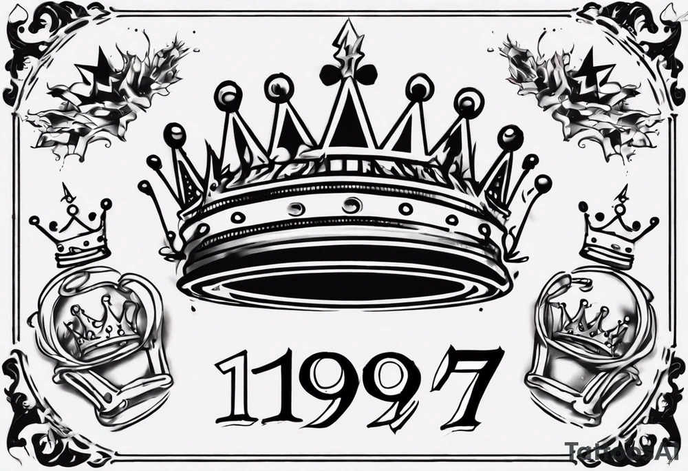 1997 with crown over one of the numbers tattoo idea