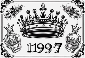 1997 with crown over one of the numbers tattoo idea
