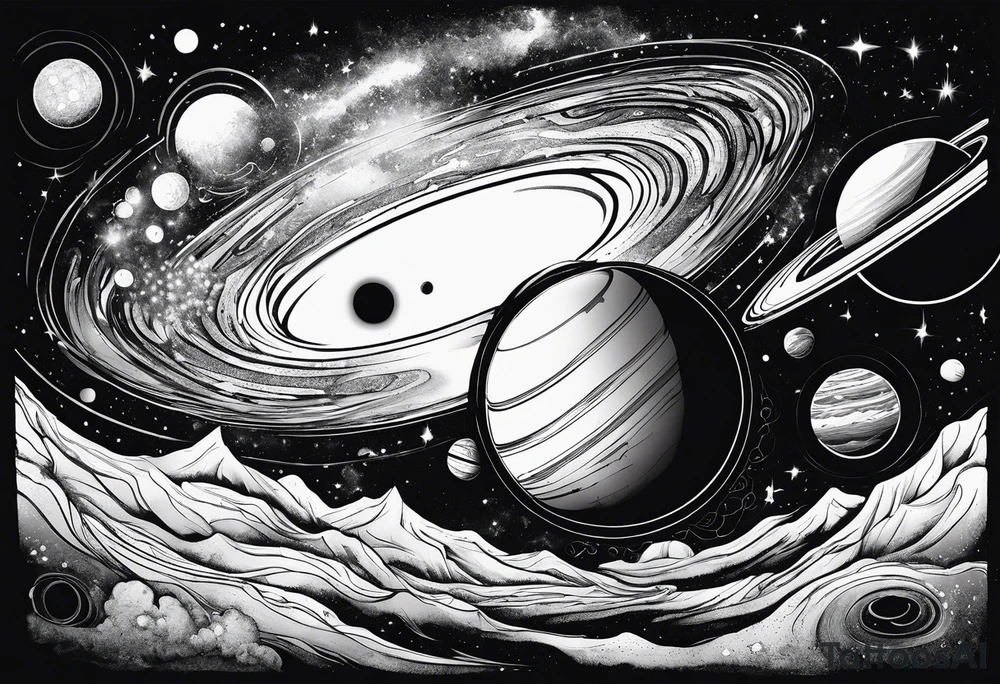 Planets orbiting a supermassive black hole. tattoo idea