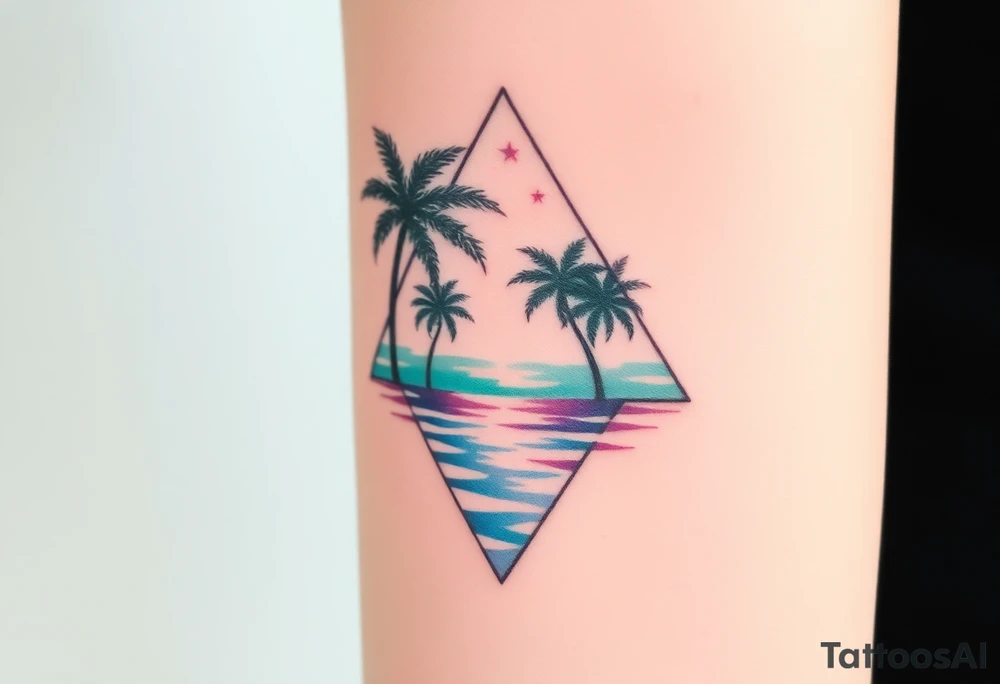 Palm trees silhouette, water, florida, all fit in a triangle tattoo idea