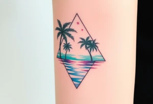 Palm trees silhouette, water, florida, all fit in a triangle tattoo idea