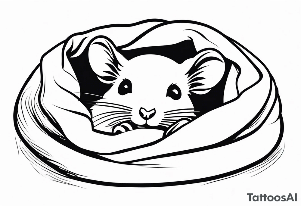 rat in cosy blanket tattoo idea