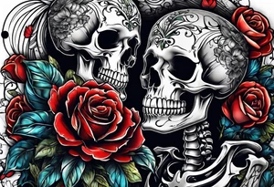 Wedding of two skeletons tattoo idea